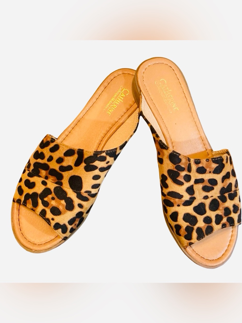 Catherine Malandrino Leopard Print Slides - Size 7.5, Like New